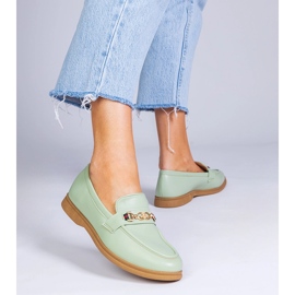 Mocassini verdi con decoro oro verde 2