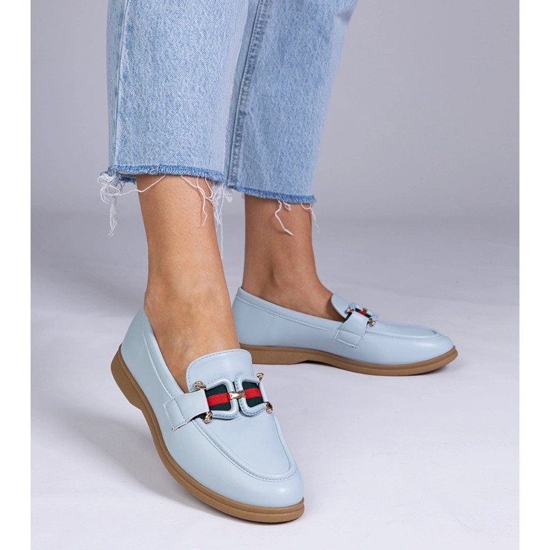 Mocassini blu ecosse con un ornamento 1