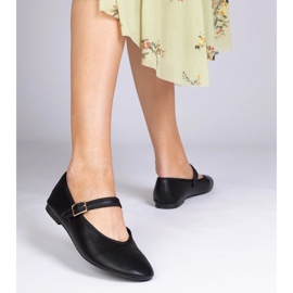 Ballerine femminili nere con fibbia nero 2