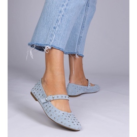 Ballerine blu con borchie e fibbie 1