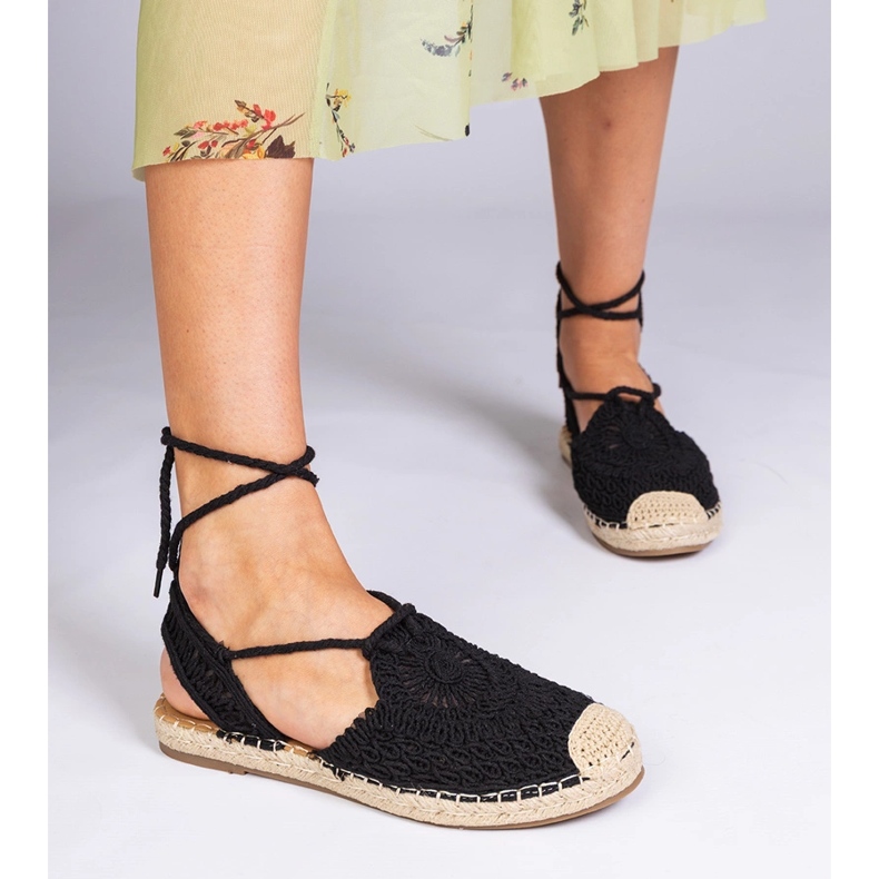 Black Flat -Sandali espadrille a ruota nero 1