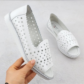 S.Barski Scarpe in pelle da donna Openwork aperto Openwork White Pearl S. Barski LR51-922 bianca 1