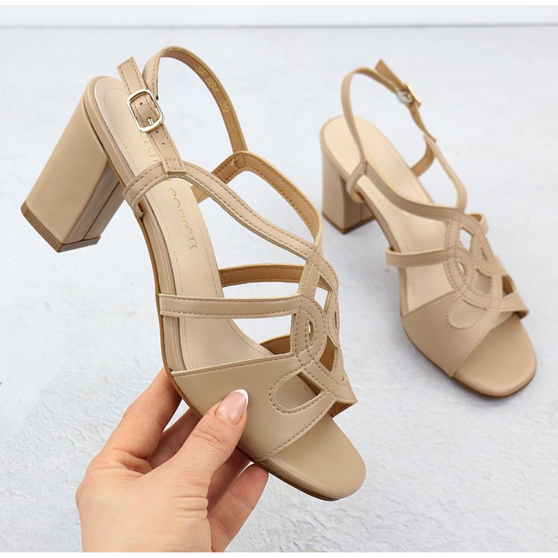 Sandali da donna sul post beige Sergio Leone SK884 1