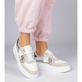 Sneakers beige con glitter 2