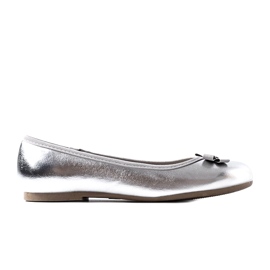 Miss Girls 'Metallic Ballerinas con un arco d'argento 1