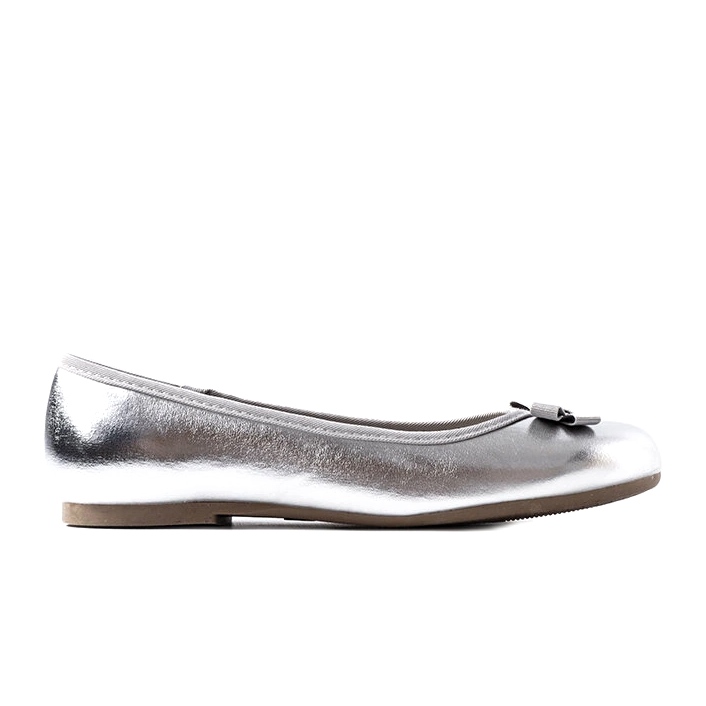 Miss Girls 'Metallic Ballerinas con un arco d'argento 1
