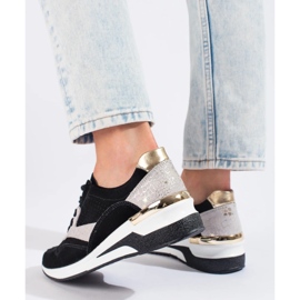 Sneakers con zeppa Shelovet in pelle nera nero 2