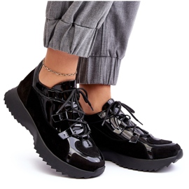 Scarpe sportive femminili laccate in pelle M01/2 Zazoo Black nero 4