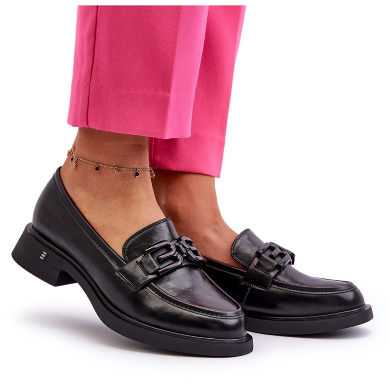 Vinceza Mocassini in pelle da donna con decorazione nera nero 5