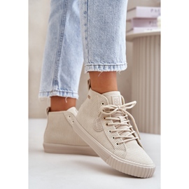Sneaker da donna a velluto isolato Big Star OO274771 Sistema di beige hi-poli 1