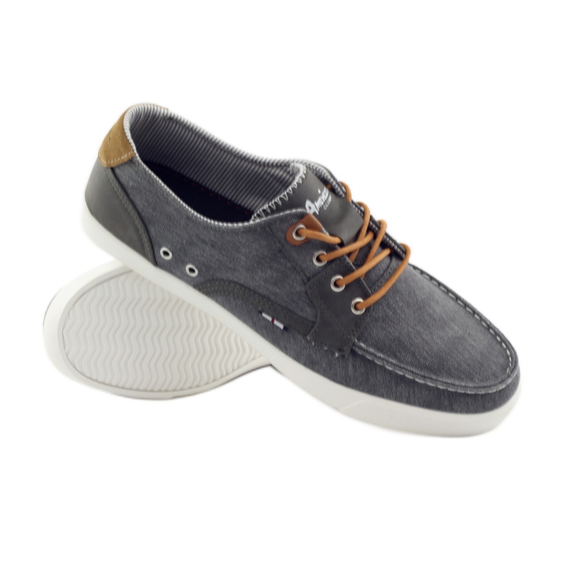 American Club Scarpe mocassino da uomo in tessuto americane 205081 grigio 3
