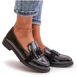 Mocassini da donna in vernice con decoro, Vinceza Nero 58389 4