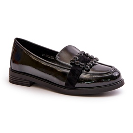 Mocassini da donna in vernice con decoro, Vinceza Nero 58389 2