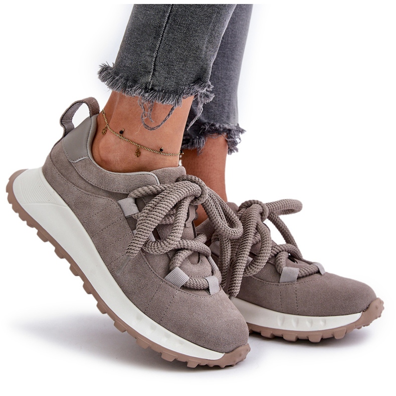Sneakers da Donna in Camoscio Con Allacciatura Spessa Artiker 54C1465 Grigio 8