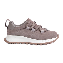 Sneakers da Donna in Camoscio Con Allacciatura Spessa Artiker 54C1465 Grigio 6