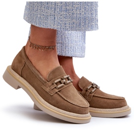 S.Barski Mocassine in pelle scamosciata a tacco piatto con un bronzo TW101 o beige 7