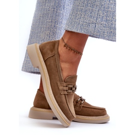 S.Barski Mocassine in pelle scamosciata a tacco piatto con un bronzo TW101 o beige 4