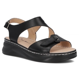 Filippo Sandali in pelle da donna per zeppe nere DS7043/25 BK nero 2