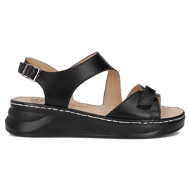 Filippo Sandali in pelle da donna per zeppe nere DS7043/25 BK nero 1