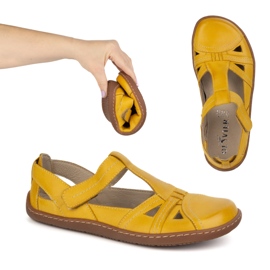 Scarpe a piedi nudi femminile ultralekkie olivier 1285 velcro giallo 1