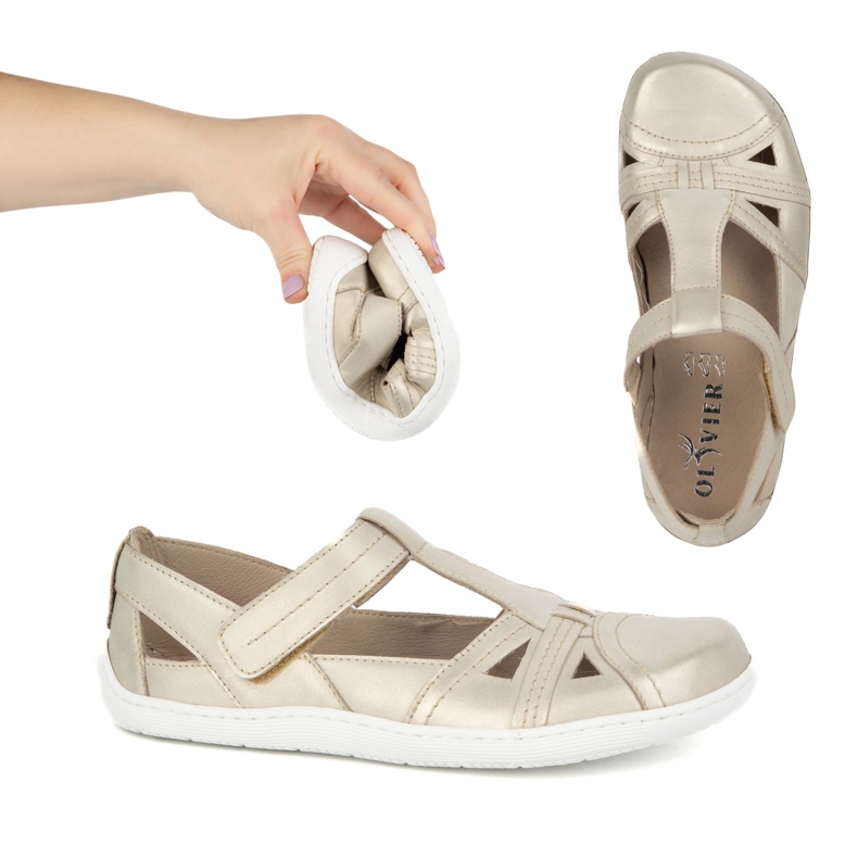 Scarpe a piedi nudi femminili UltraLkkie Olivier 1285 Velcro a metà d'oro 1