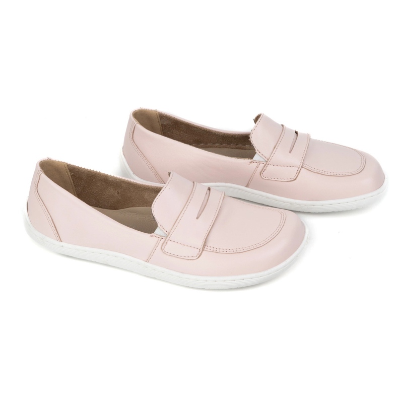 Olivier Eleganti mocassini in pelle minimalista da donna a piedi nudi 1280 polvere rosa 2