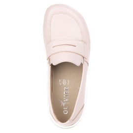 Olivier Eleganti mocassini in pelle minimalista da donna a piedi nudi 1280 polvere rosa 4