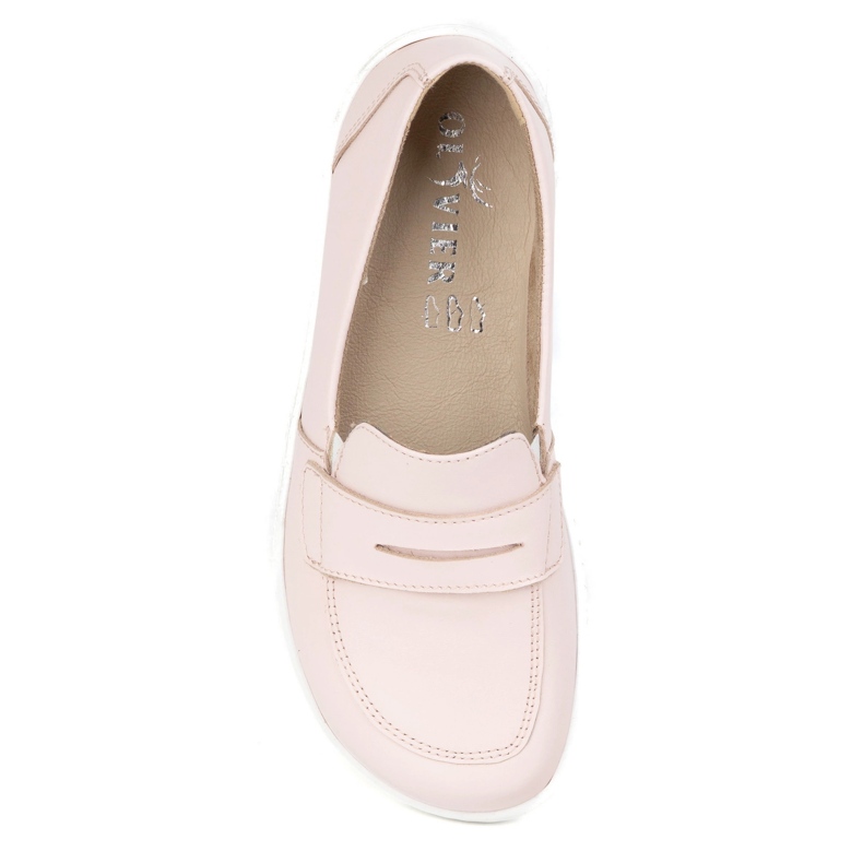 Olivier Eleganti mocassini in pelle minimalista da donna a piedi nudi 1280 polvere rosa 5