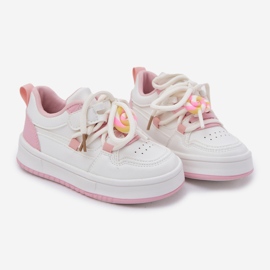 Sneaker per bambini in velcro con un lollipop a pin-pink bianco 1