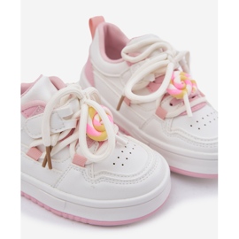 Sneaker per bambini in velcro con un lollipop a pin-pink bianca 2