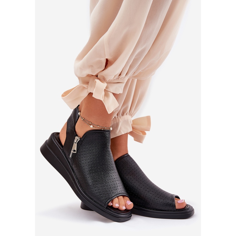 Jezzi Sandali neri da donna con zeppa nero 1