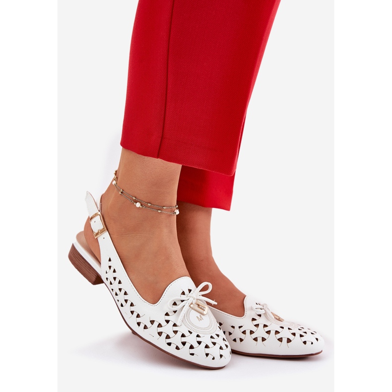 Jezzi Ballerine aperte con un tallone bianco aperto bianca 1