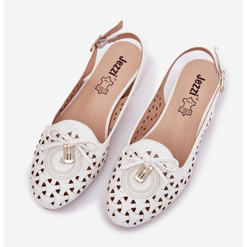 Jezzi Ballerine aperte con un tallone bianco aperto bianca 2