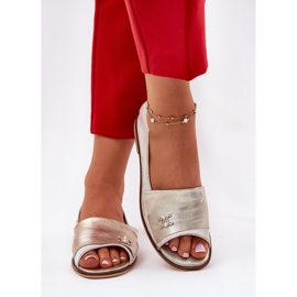 In pelle eleganti ballerine con dita nude zazoo 1865 zloty spazzata d'oro 2