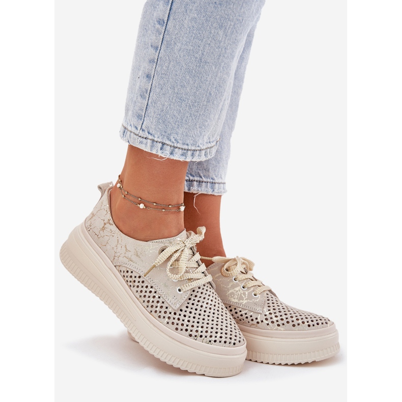 Scarpe da lavoro da donna sulla piattaforma beige-o-oro artiker 56c2108 1