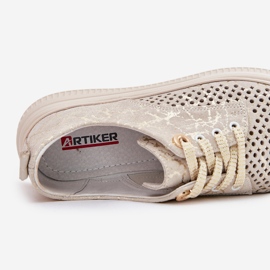Scarpe da lavoro da donna sulla piattaforma beige-o-oro artiker 56c2108 2