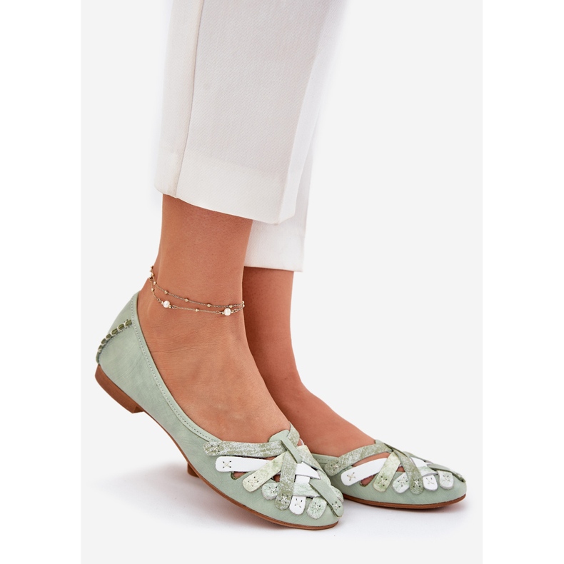 Ballerinas in pelle femminile Maciejka 01358-50 Mint verde 1