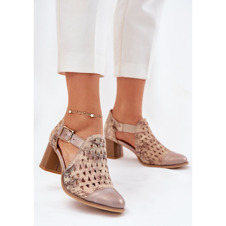 Stivali Maciejka Openwork in pelle femminile 04962-43 beige-gold 2