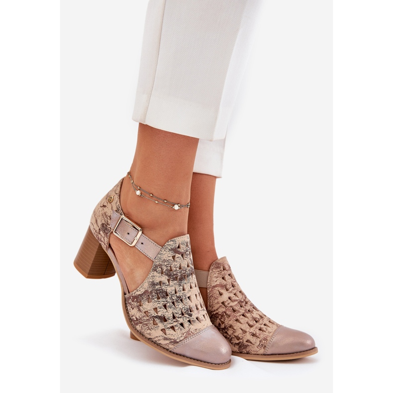 Stivali Maciejka Openwork in pelle femminile 04962-43 beige-gold 1