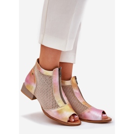 Stivali da donna con tacco piatto con dita nude Maciejka 06413-15 Pink-Orange rosa 1