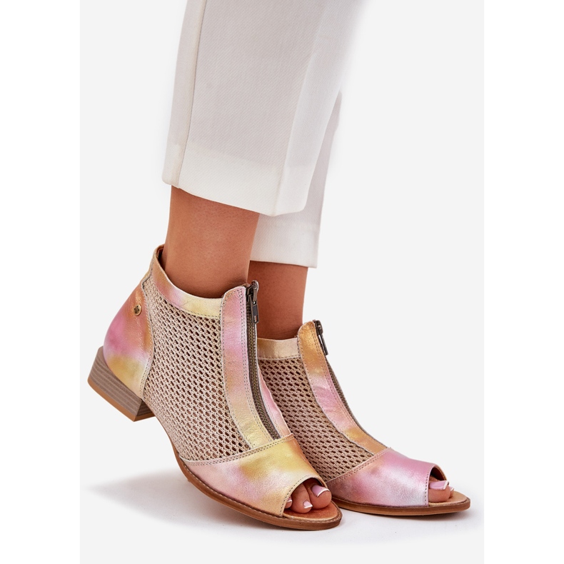 Stivali da donna con tacco piatto con dita nude Maciejka 06413-15 Pink-Orange rosa 1