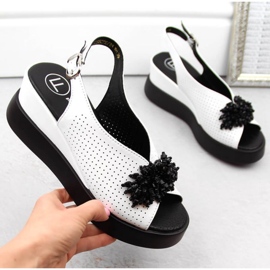 Sandali zeppa in pelle con perline Filippo W PAW529B bianco 1