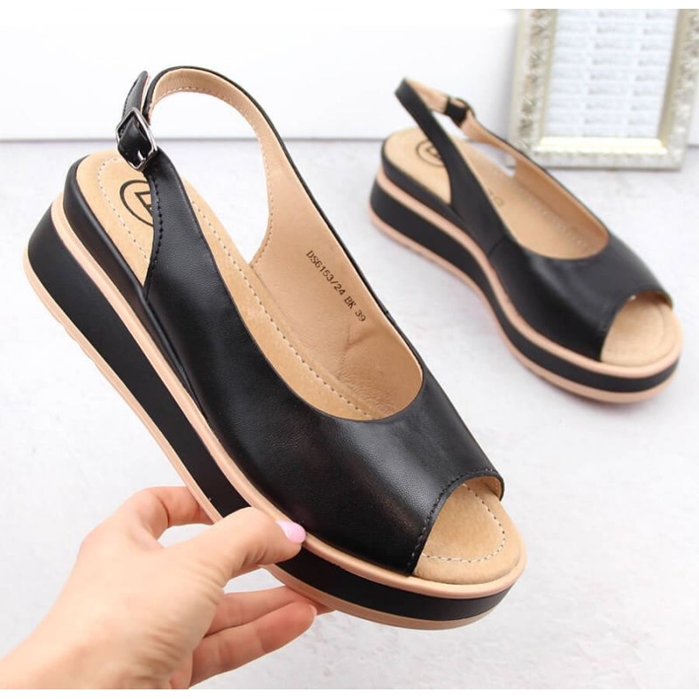 Filippo W PAW533 sandali platform in pelle nera nero 1