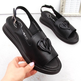 Filippo W PAW534A sandali con zeppa in pelle, neri nero 1