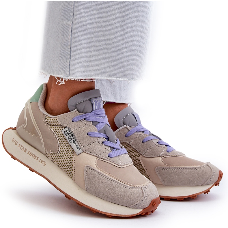 Scarpe da ginnastica da donna sul sistema Memory Foam Big Star Platform NN274681 Beige 5