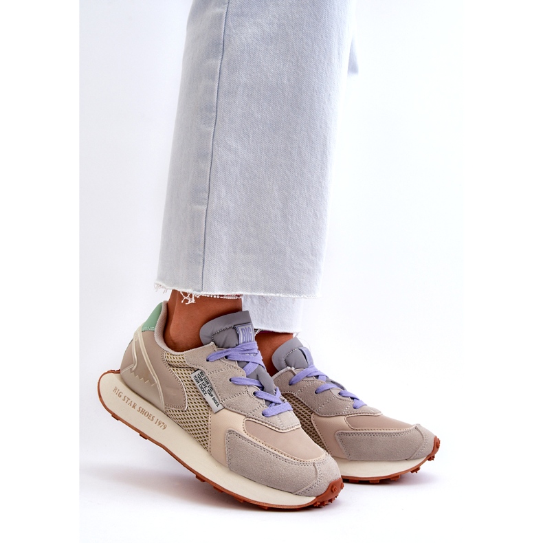 Scarpe da ginnastica da donna sul sistema Memory Foam Big Star Platform NN274681 Beige 2