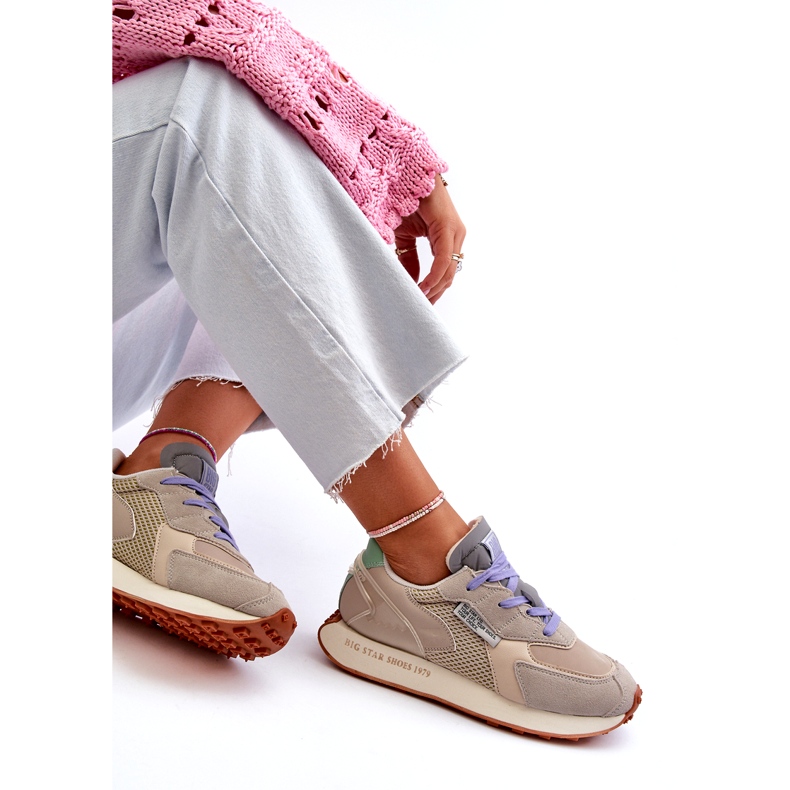 Scarpe da ginnastica da donna sul sistema Memory Foam Big Star Platform NN274681 Beige 1