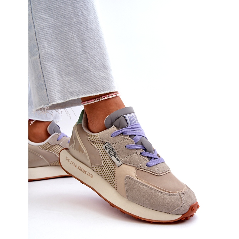 Scarpe da ginnastica da donna sul sistema Memory Foam Big Star Platform NN274681 Beige 3