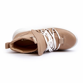 Zazoo 3416 Scarpe sportive da donna in pelle, Beige 4