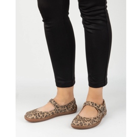 Barefoot Women's Ballerinas Olivier 1286 - Scarpe in pelle con fibbia per le stilizzazioni di pantera quotidiane ed eleganti marrone 1